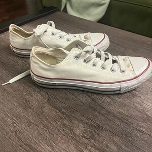 White Canvas Sneakers with Red Accents Converse